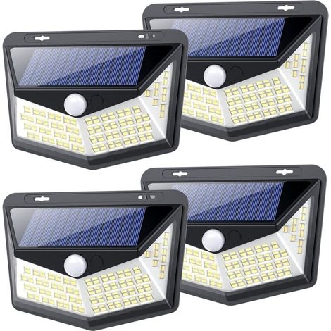 Lampe Solaire Extérieur 164 LED, Lampe Solaire Exterieur Detecteur de Mouvement,Plage d’éclairage Super lumineux 270° Applique IP65 étanche 1800mAh Énergie Solaire pour Cour,Garage,Jardin-4 Pack (1/5)