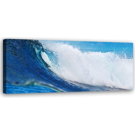 Tableau sur toile Vague bleue 90x30 (1/5)
