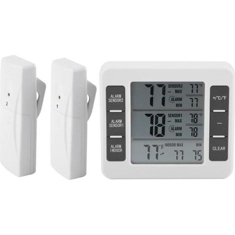 Digitales Kühlschrankthermometer mit akustischem Alarm und Min/Max-Sensoranzeige, 2 Stück-CHE (1/4)
