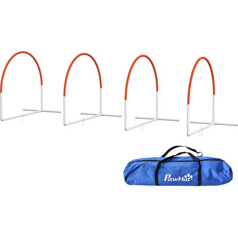 Lot de 4 équipements d'agilité Hooper parcours obstacles entraînement arcade pour chiens avec sac de transport