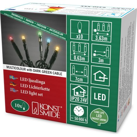Guirlande Lumineuse à Micro LED, Plastique, 1 W, Blanc, 363 x 1 x 1 cm (1/3)
