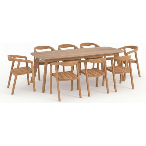 Mesa y sillas de jardín Lumo de madera de teca reciclada, 8 personas (1/4)