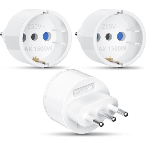 3-teiliger Reiseadapter für Italien, Italien-Steckeradapter, Reisesteckeradapter, Italien-Steckeradapter, Reisestecker von Europa/Deutschland nach Italien