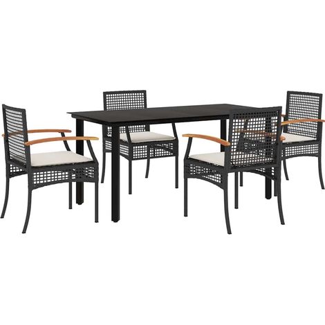 Maison Exclusive - 5-tlg. Garten-Essgruppe mit Kissen Schwarz Pol (1/5)