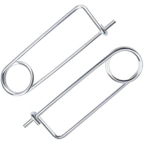 Lot de 2 goupilles de verrouillage à grande tige, M6 x 200 robuste, goupilles de sécurité en acier en forme de broche pour ferme, pelouse, jardin, attelage (1/5)