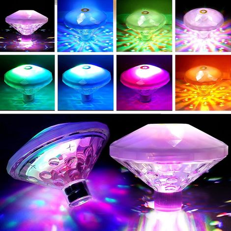 Ensemble de 2 lampes de piscine flottantes à LED, RVB avec 8 modes de couleur, alimentées par batterie, étanches IP67, adaptées aux spas, piscines disco, étangs et jardins [Classe d'efficacité énergét