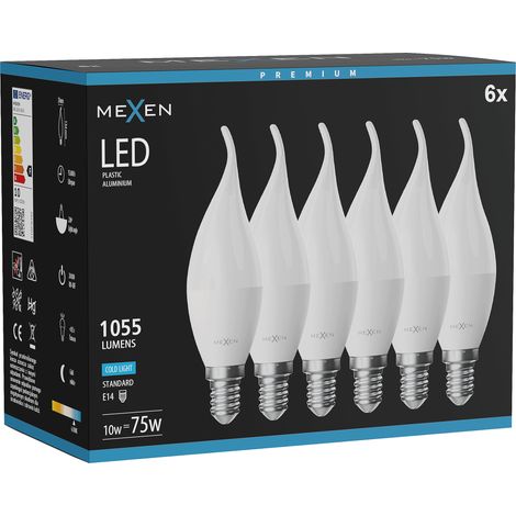 Mexen Nova 6x Ampoule LED flamme E14, C37, 10W, Froid - 6500K, 1055 lm - L106-E14-1065-01x06 (1/5)