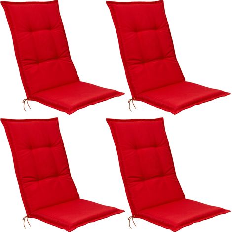 Beautissu 4er Set Hochlehner Auflage Base HL 120x50x6cm	Rot