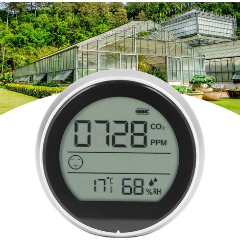 Détecteur de dioxyde de carbone infrarouge P8, détecteur de CO2, mesure combinée de la température et de l'humidité, argent (1/5)