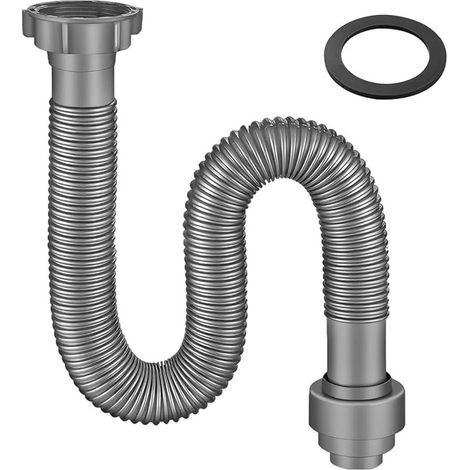 1 Pièces Siphon Flexible Étanche aux Odeurs, Diamètre Intérieur Fileté 45mm Tuyau D’évacuation Flexible, pour la Cuisine, la Salle de Bain, les, 60cm (1/5)