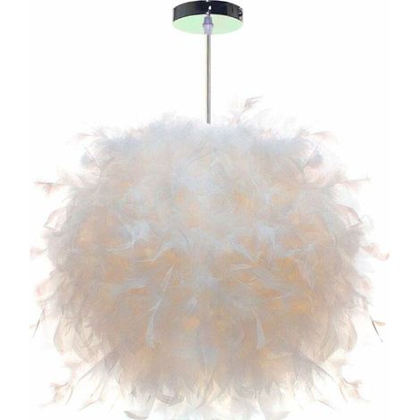 VURAHOME - Suspension Plume Luminaire Blanche Moderne Lustre Abat-Jour 30cm pour les Salons Chambres des Enfants (1/5)