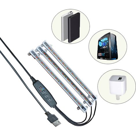 Lampe de croissance avec support, 28 cm, triple tête, alimentation USB (adaptateur non inclus)-AquaForge (1/3)