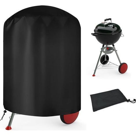 Housse de barbecue ronde 77x72 cm – Imperméable 210D Oxford – Résistante aux déchirures et aux intempéries – Cordon de serrage ajustable (1/5)