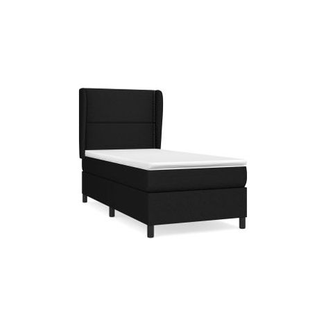 Sommier à lattes de lit avec matelas Noir 90x200 Tissu (1/5)