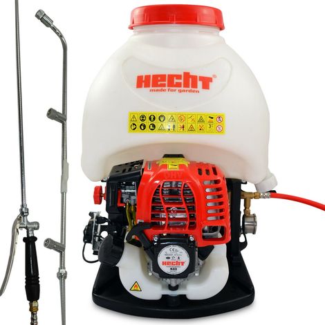 Pulvérisateur à dos essence 15L – Moteur 4 temps 0,55 kW – Pression 2,5 bars – Tuyau 159 cm pour accès facile – Hecht (1/5)