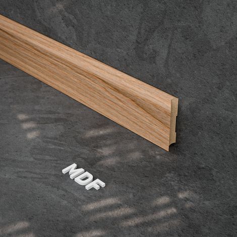 Plinthe MDF 2 m - Chêne Français - Lot de 5 - 80 x 14 mm, Lot de 5 (1/3)