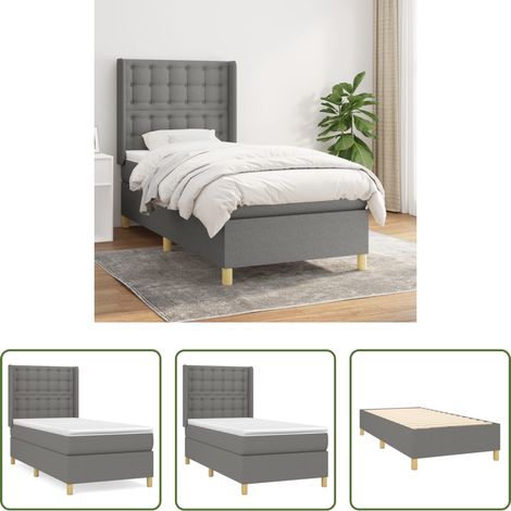 Matratze - Boxspringbett mit Matratze Dunkelgrau 80x200 cm Stoff (1/5)