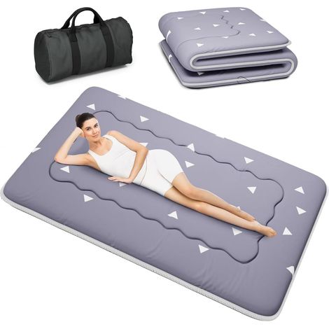 Matelas futon Portable Pliable, Matelas tatami pliable japonais, matelas de couchage portable pour dortoir avec sac et sangle, matelas de sol, matelas de camping enroulable (Gris G1, 120X200cm) (1/5)