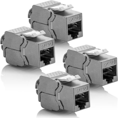 4x Modulo Keystone Connettore CAT 6a - Connettore RJ45 STP schermato Installazione a scatto Montaggio Cavo grezzo CAT 500Mhz 10Gbit/s (1/4)