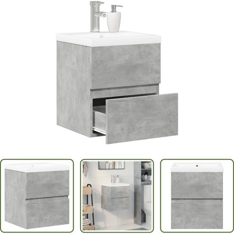 vidaXL Lavabo céramique - Ensemble de meubles de salle de bain 2 pcs gris béton (1/5)