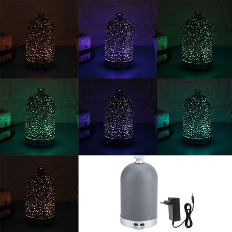 Diffuseur d'arômes ultrasonique en verre 3D 100 ml avec veilleuse LED et veilleuse intégrée. Prise 110-240 V (UE). (1/5)