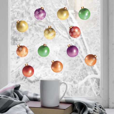 Stickers de Noël pour vitres 29,7 cm X 21 cm, décoration électrostatique pour fenêtres et murs. (1/3)