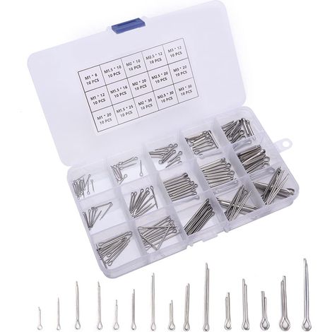 150 Pieces Cotter Pins Assortment Kit, 15 Sizes Stainless Steel Split Pins with Plastic Box, for Automotive, Mechanics, Garage Automotive, Workshop