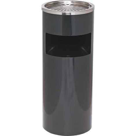 BRB Abfallbehälter mit Ascher, ØxH 250x610 mm, 40 Liter, schwarz