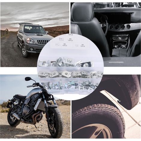 Paquete de 50 pernos en U para automóviles fabricados en acero al manganeso - Kit completo M4 M5 M6 M8 para salpicadero y paneles interiores (1/5)