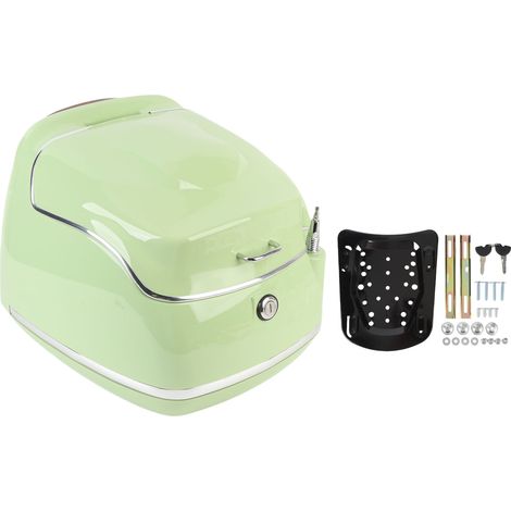 Coffre supérieur de moto 38 L étanche, ajustement universel avec serrure à clé, plaque de base, coffre de bagages, étui de rangement pour casque, gants, vert (1/5)