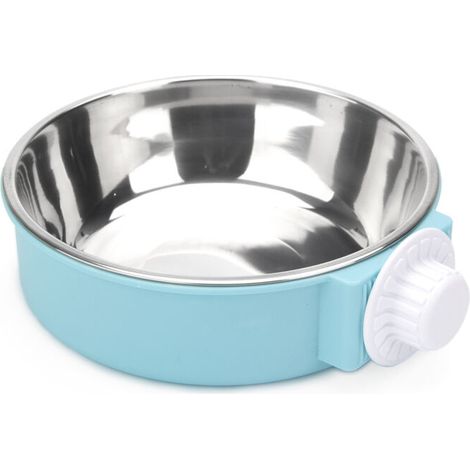 Bol suspendu amovible en acier inoxydable 2 en 1, bol d'alimentation pour animaux de compagnie pour chiens, chats, cage moyenne pour animaux de compagnie et suspension de cage(bleu)