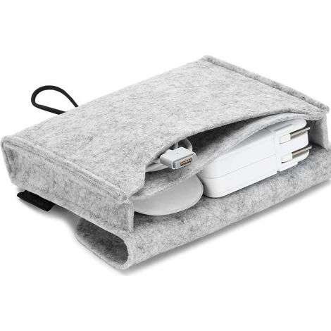 Sacoche de rangement portable en feutre, étui de protection pour accessoires électroniques (adaptateur secteur MacBook, souris, téléphone portable, câbles, SSD, HDD, batterie externe, disque dur exter (1/5)