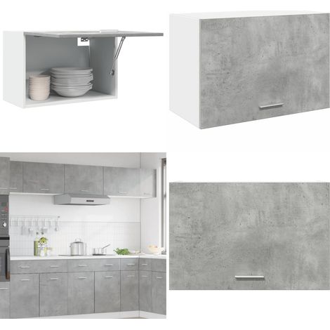 Armario colgante "Lyon" gris hormigón 60x31x40 cm madera de ingeniería - Armario de pared cocina - Almacenamiento cocina