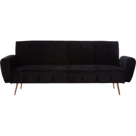 Interiors By Premier Velvet Upholstered Black Velvet Sofa Bed, Elegant Seater Sofa Bed For Bedroom, Contemporary Sofa Bed (1/5)