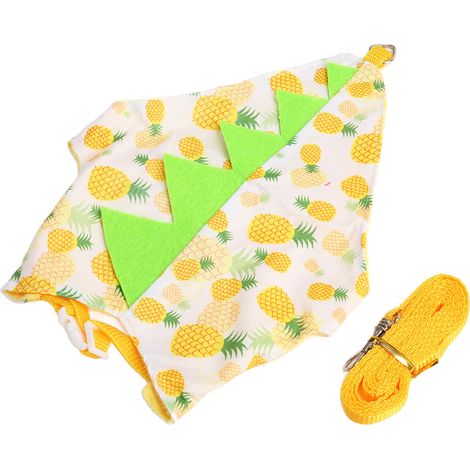 Ensemble harnais et laisse pour lapin, en polyester doux et chaud, motif ananas jaune. Harnais ajustable pour costume de lapin, taille S, motif ananas jaune. (1/5)