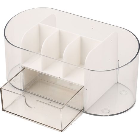 Transparenter Make-up-Organizer mit Schubladen – Aufbewahrungsbox mit Fächern für Kosmetik und Hautpflege, Weiß (1/5)