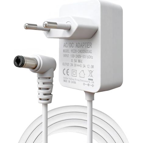 Adaptateur Chargeur 24V 0.5A pour Diffuseurs d’Huiles Essentielles, Chargeur dc 5v, Chargeur Babyphone Caméra, Câble d’Alimentation DC 5.5  2.1mm de 1,4m, Pour Divers Appareils de Charge Adaptés (1/5)