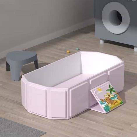 Vasca da bagno pieghevole per adulti, vasca da bagno portatile, pieghevole, comoda, rosa (1/5)