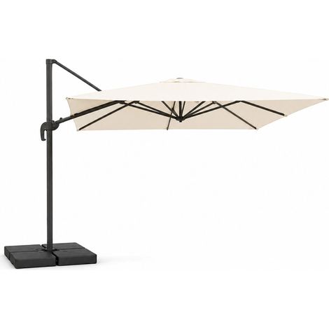 Rechteckiger Sonnenschirm 4 x 3 m, seitlich versetzt, drehbar, ecrufarben, aus Aluminium CEZIR