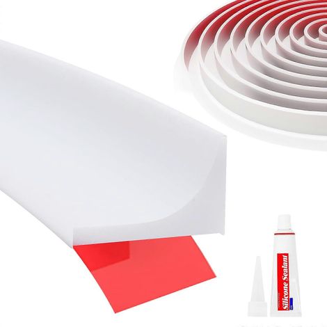 Bandes d'étanchéité flexibles en PVC blanc pour plancher de douche à l'italienne, avec rebord. (1/5)