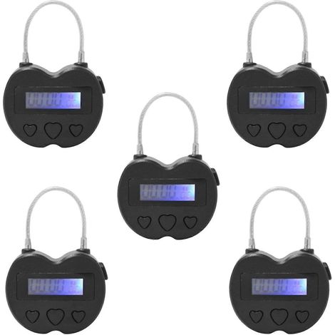 Lot de 5 Smart Time verrou LCD affichage Time verrou Multifunction de voyage électronique minuterie, USB rechargeable Temporary minuterie Padlock (1/5)