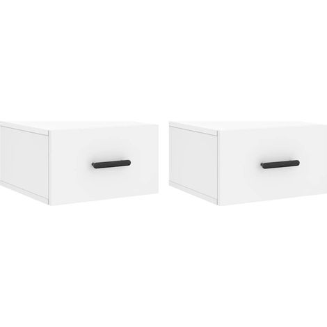 Maison Exclusive - Mesitas de noche de pared 2 uds blanco 35x35x2 (1/5)