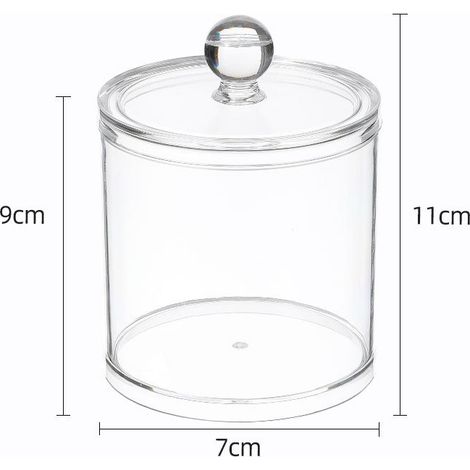 Boîte de rangement transparente pour coton-tige, fil dentaire et cure-dents avec couvercle Boîte de rangement pour coton cosmétique anti-poussière-117cm,3pcs (1/4)