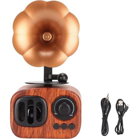 (Helle Holzfarbe) Retro-Bluetooth-Lautsprecher, Vintage-Radio, FM-Radio aus Ptunia-Holz, klassischer Stil, hohe Lautstärke, kabellose Verbindung (1/5)