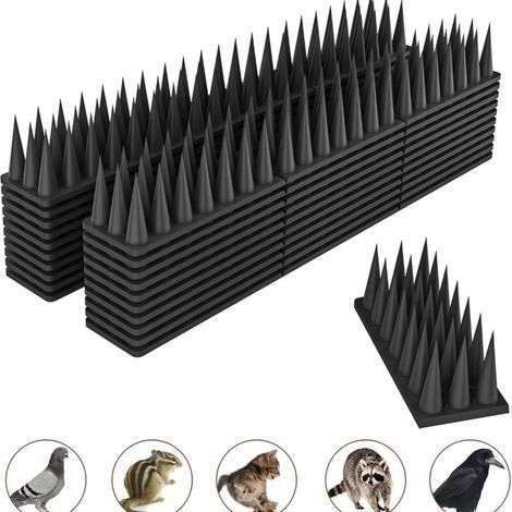 Lot de 12 pics clous anti-oiseaux 45x4,5x3,7cm couleur noir anti-oiseaux et anti-insectes sé (1/4)
