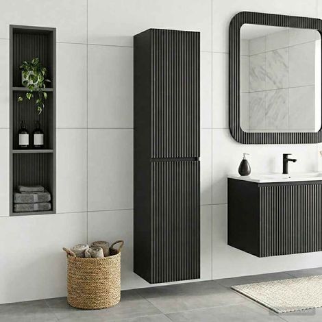 Mueble de baño montado en la pared Negro 33 x 34,5 x 160 cm