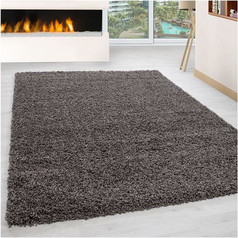 Tapis uni shaggy rectangle Aimee Taupe 60x110 (1/5)