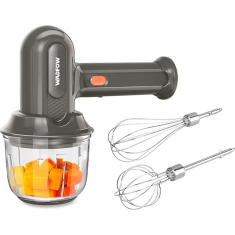Mezcladora de mano inalámbrica WADFOW 25W, 3 velocidades, batería 1500 mAh, tazón de vidrio 0,3 L.