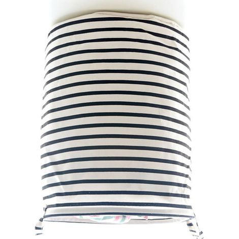 Panier à linge sale en coton et lin, seau de rangement étanche, multifonction, rayures noires (1/5)