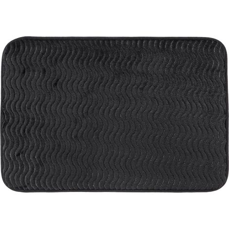 Tappeto in poliestere effetto onda 40x60 cm - nero - Tendance